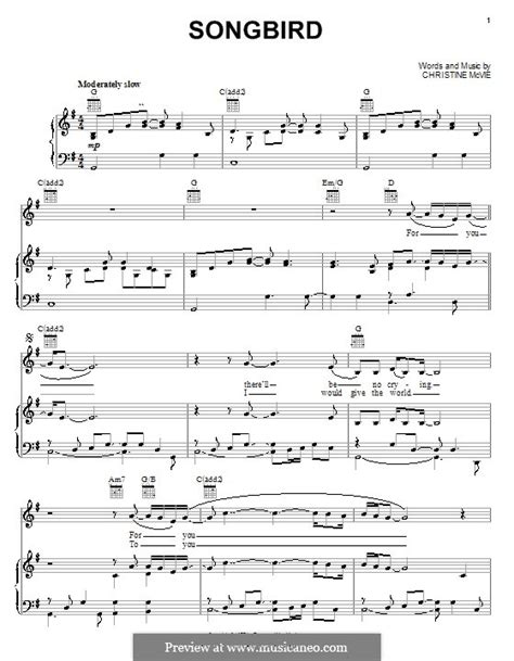 Songbird Fleetwood Mac By C Mcvie Sheet Music On Musicaneo