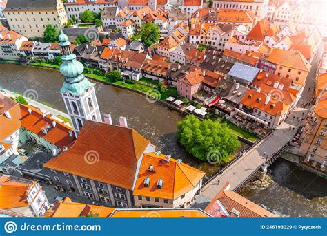 Aerial View Of Cesky Krumlov City Centre Stock Image Image Of Unesco