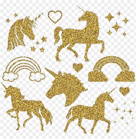 Free Download Hd Png Unicorns Glitter Golden Gold Fantasy Png Image