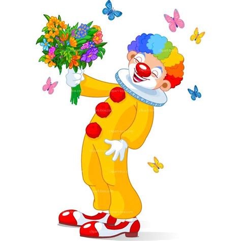Clipart Laughing Clown With Flowers Royalty Free Vector
