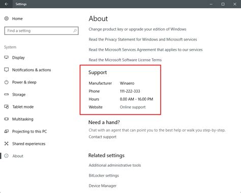 Change Or Add Oem Support Information In Windows 10