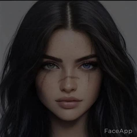 An Animated Image Of A Woman With Blue Eyes And Long Black Hair