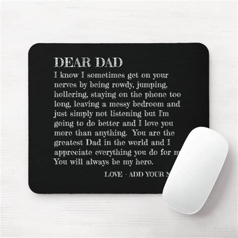 Funny Dear Dad Letter From Daughter Customized Mouse Pad Zazzle