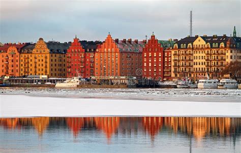 Waterfront Kungsholmen Stockholm In Winter Stock Image Image Of Snow