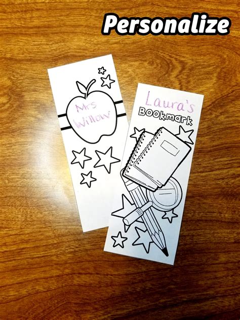 Coloring Back To School Bookmarks Teacher Printable Instant Etsy