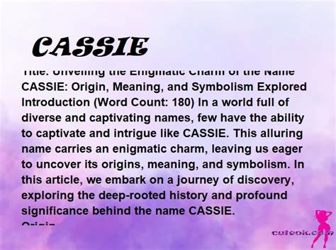 Meaning Of The Name Cassie