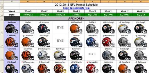 By brandon lee gowton april 21. Excel Spreadsheets Help: Printable 2012 NFL Schedule ...