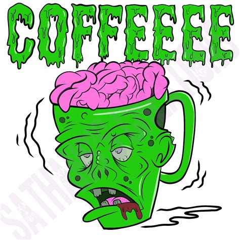 Zombie Coffee Mug Svg Png Clipart Imprimable Sublimation Etsy France