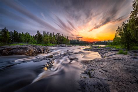 Expose Nature Kiiminkijoki River Sunset Finland By Mikko Leinonen