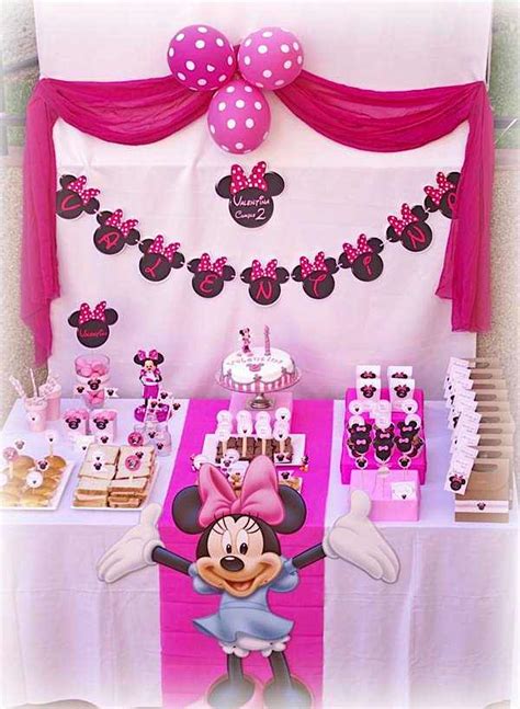 Karas Party Ideas Disney Minnie Mouse Girl Pink 2nd Birthday Party