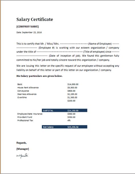 11 Free Salary Certificate Templates Word Excel Templates