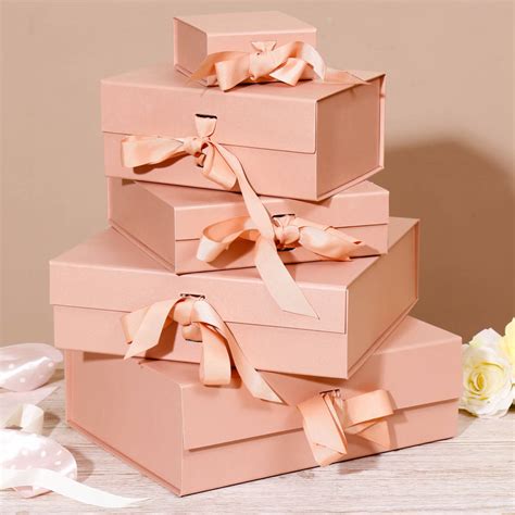 Luxury Rose Gold Gift Box With Ribbon Tie Selection By Dibor
