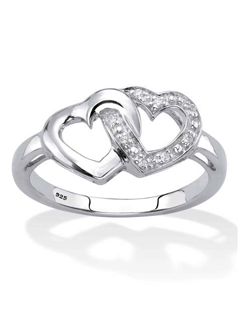PalmBeach Jewelry Diamond Accent Interlocking Heart Promise Ring In 18k