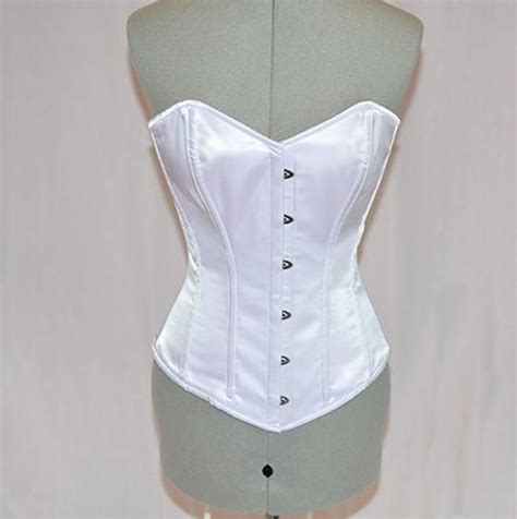 classic satin overbust authentic corset with long hip line steel boned corset for tight lacing