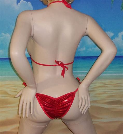 Micro Scrunch Butt Bikini Red Mystique Holographic W Adj Top Side Tie My XXX Hot Girl