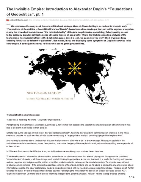 Pdf The Invisible Empire Introduction To Alexander Dugins