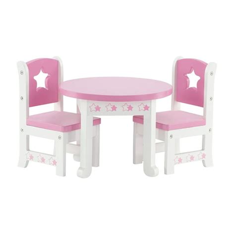 14 Inch Doll Furniture Lovely Pink And White Table And 2 Chair Dining