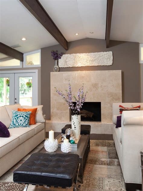 Sleek Stone Fireplace In Transitional Living Room Hgtv