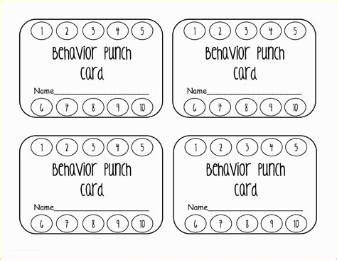 free punch card template of behavior punch card classroom freebies heritagechristiancollege