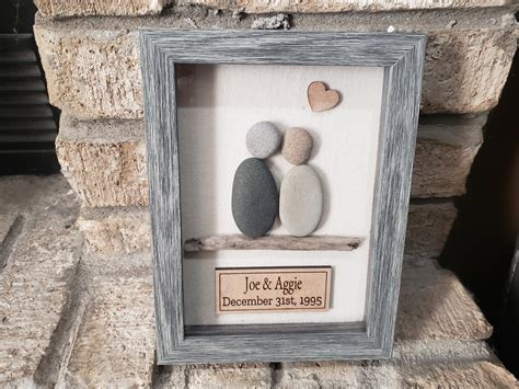 Personalized Anniversary Pebble Art Pebble Art Couple Personalized