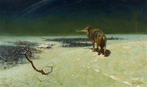 Lone Wolf In A Winter Landscape 1890 By Alfred Wierusz Kowalski
