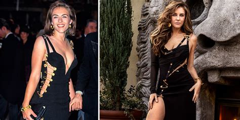 Hurley knows that she owes a lot to that one dress. Elizabeth Hurley Recreates Famous Versace Pin Dress and ...