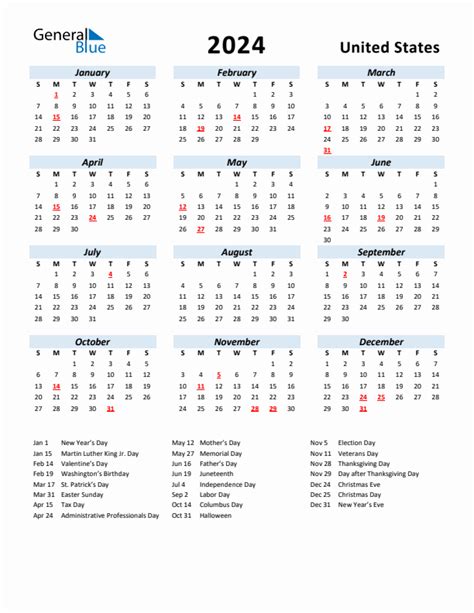 2024 Printable Monthly Calendar Including Holidays Printable Online