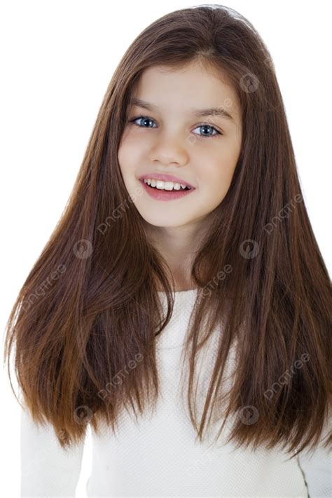 Portrait Of A Charming Little Girl Smiling At Camera Photo Background