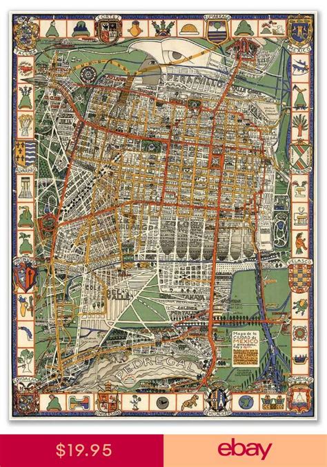Mapa De La Ciudad De Mexico Mexico City Neighborhood Street Map Circa