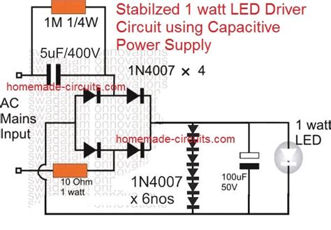 5 Easy 1 Watt Led Driver Circuits Homemade Circuit Projects