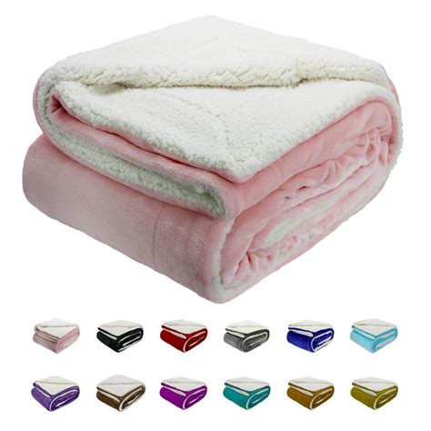 Howarmer Sherpa Fleece Blanket Pink Thick Fuzzy Warm Soft Blankets And Throws For Sofa 50x60