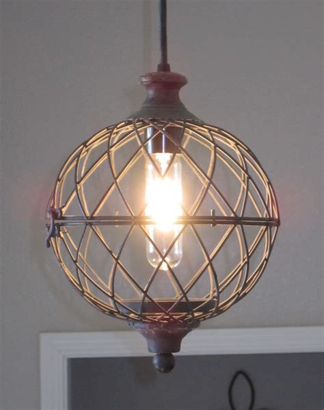 Rustic Metal Globe Pendant Light Distressed Rustic Lighting Unique