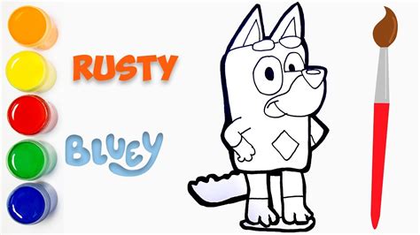 Como Dibujar Y Colorear Al Perro Rusty Primo Bluey Disney Junior