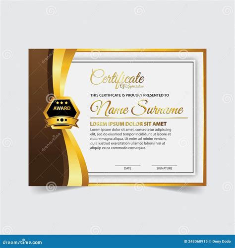 Certificate Template Design Certificate Of Achievement With A Gold