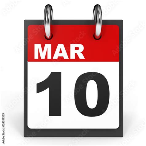 March 10 Calendar On White Background Stock Photo And Royalty Free