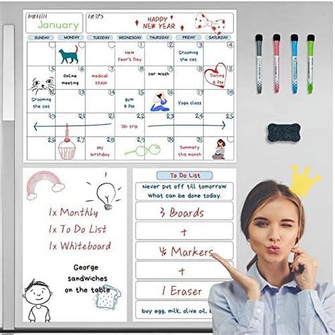 Magnetic Dry Erase Chore Planner 3 Boards Bundle For Fridge 17x12