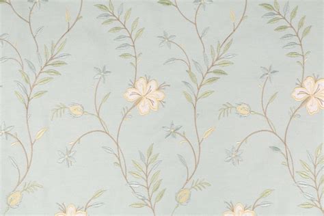 Fabricut Weekend Floral Embroidered Drapery Fabric In Mist Fiber