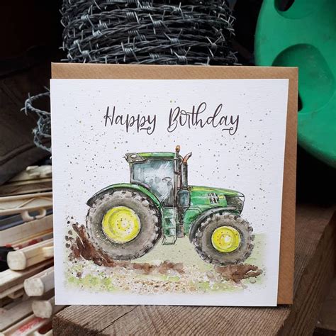 Birthday Tractor Card John Deere Farming Cards Etsy