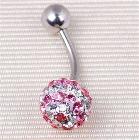 Shambala Crystal Disco Ball Ladies Sexy Belly Button Rings Piercing Navel Barbell Stainless
