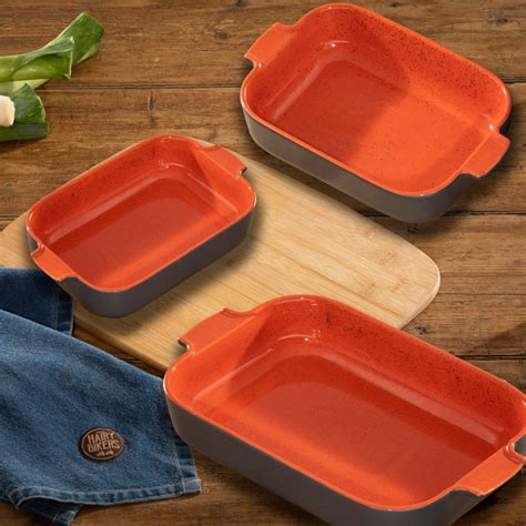 grey and red rectangular stoneware baking dishes set of 3 stoneware dishes from hairy bikers