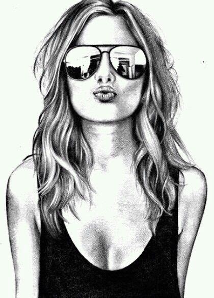 Beautiful Drawing Girl Sunglasses Pencil Portrait Portrait Drawing Girl Drawing Portrait