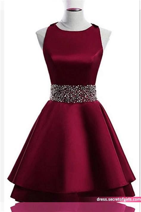 Dark Red Satin Short Two Layered Homecoming Dress O Neckline Party Dress Short Formal Dr
