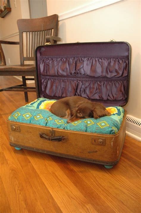 The Dogs Biscuit Vintage Suitcase Dog Bed