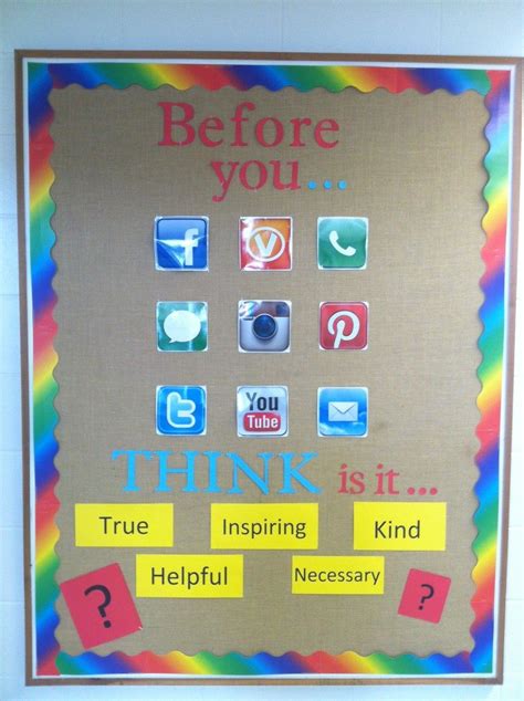 Think Social Media Bulletin Board Mine School Library Displays