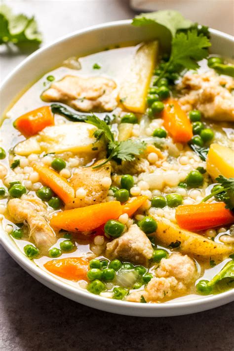 Juicy chicken, tender root veggies, and crisp broccoli are cooked in a creamy, gingery sauce. Easy Spring Chicken Vegetable Stew - Little Broken