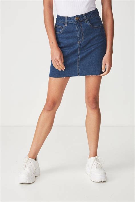 Classic Stretch Denim Mini Skirt Mid Blue Cotton On Skirts