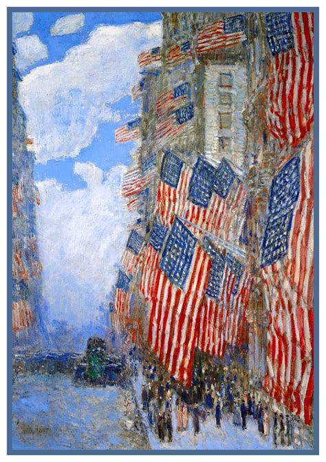 American Flags On July 4th By American Impressionist Painter Childe Ha