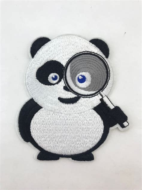 1 Iron On Patch Large Panda Patches Embroidered Diy Animal Etsy