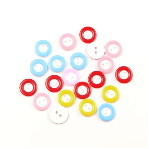 100pcs 2 Hole Mixed Round Resin Sewing Buttons For Clothes Scrapbooking