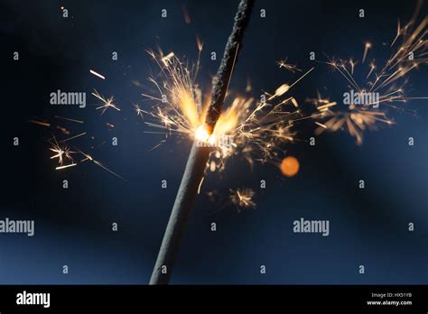 Sparkler Burning And Glowing In The Dark Stock Photo Alamy